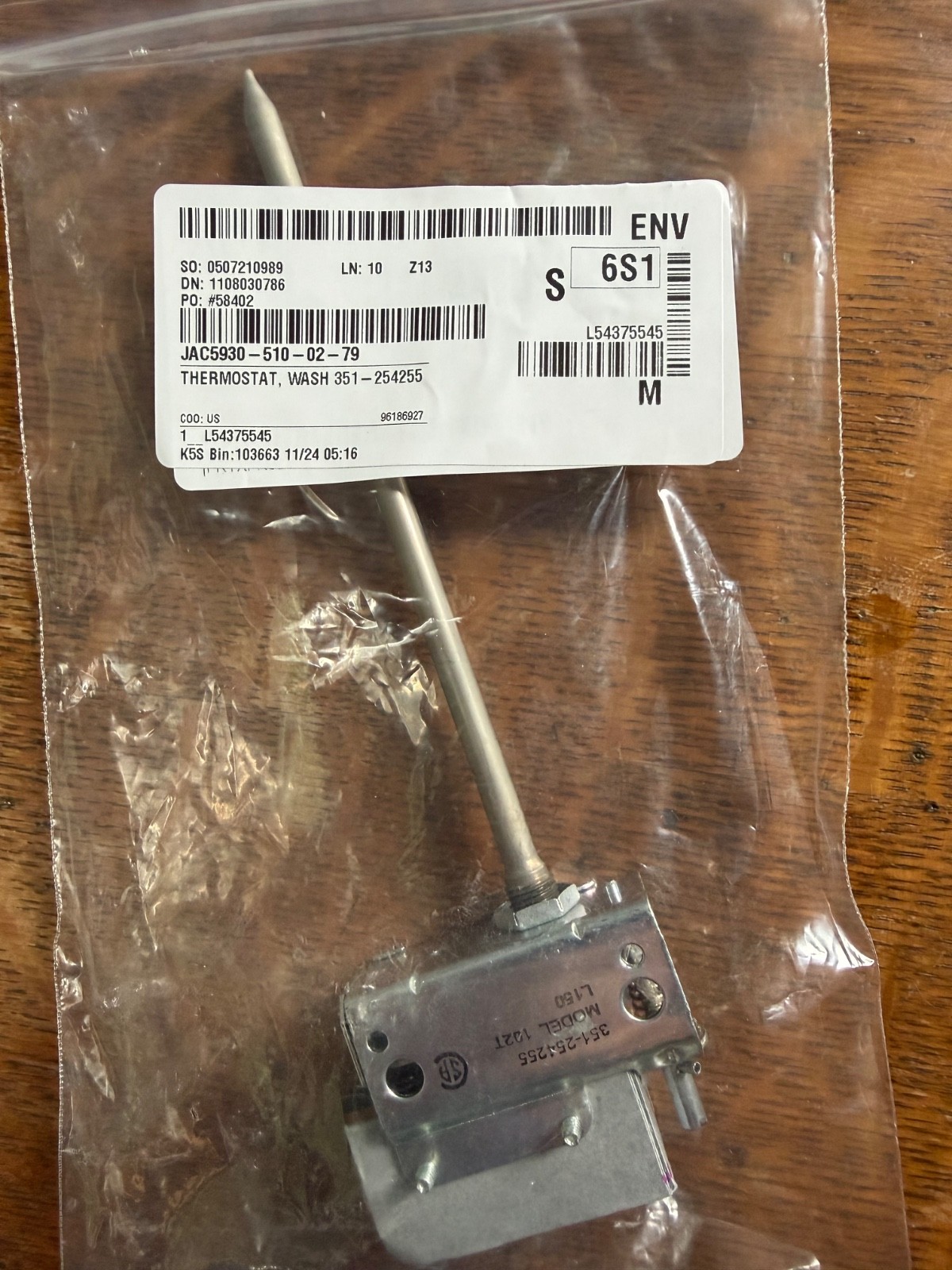 Stemco 351-254255 Warewashing Thrmostat. Replaces Jackson 05930-510-02-79