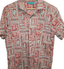 Tori Richard Men's Aloha Button Up Shirt Size L Red Tropical USA Made