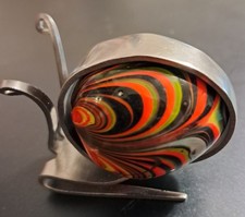 Attack Snail Repurposed Fork With Glass Egg Sculpture