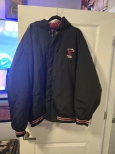 UNK Vintage Miami Heat Jacket Mens 2XL Black NBA Basketball Hooded Big Logo