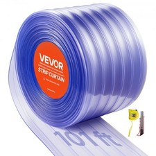 Clear PVC Strip Curtain, 101 ft Length x 12 in Width, Ribbed Plastic Door Strip