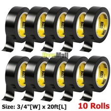 10 Rolls Tape Wire Electrical Wiring Harness Car Auto SUV Truck 3/4" 33ft Black