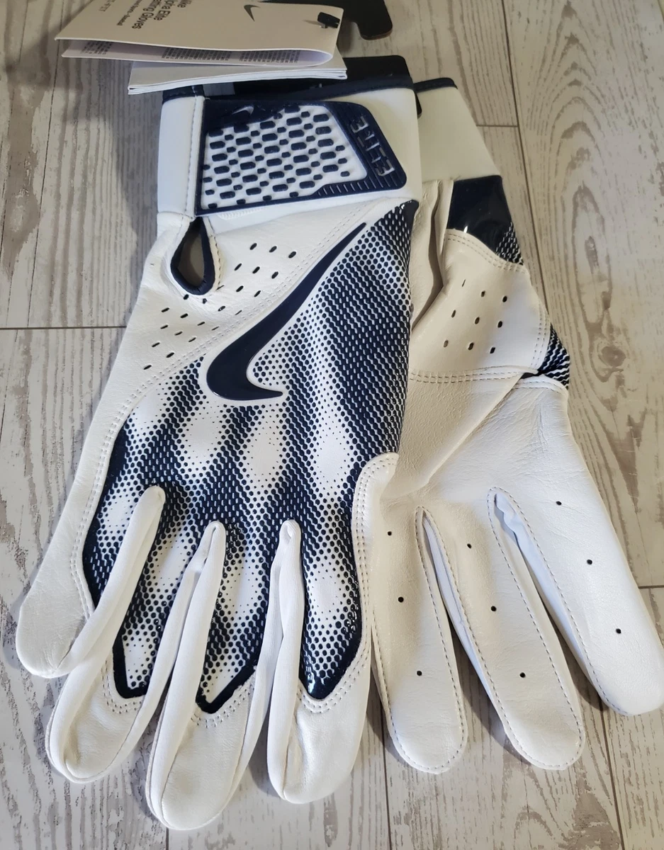 NIKE ALPHA ELITE 2.0 Guantes de Bateo Cuero Azul Blanco XL Conjunto de Par Edición Equipo