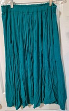 Vintage The Villager Women's Aqua Rayon Midi Skirt L 