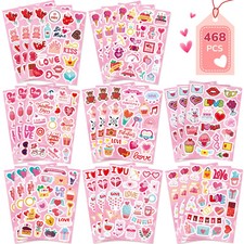 468 PCS Valentines Stickers for Kids Colorful Heart Stickers Bulk Valentines
