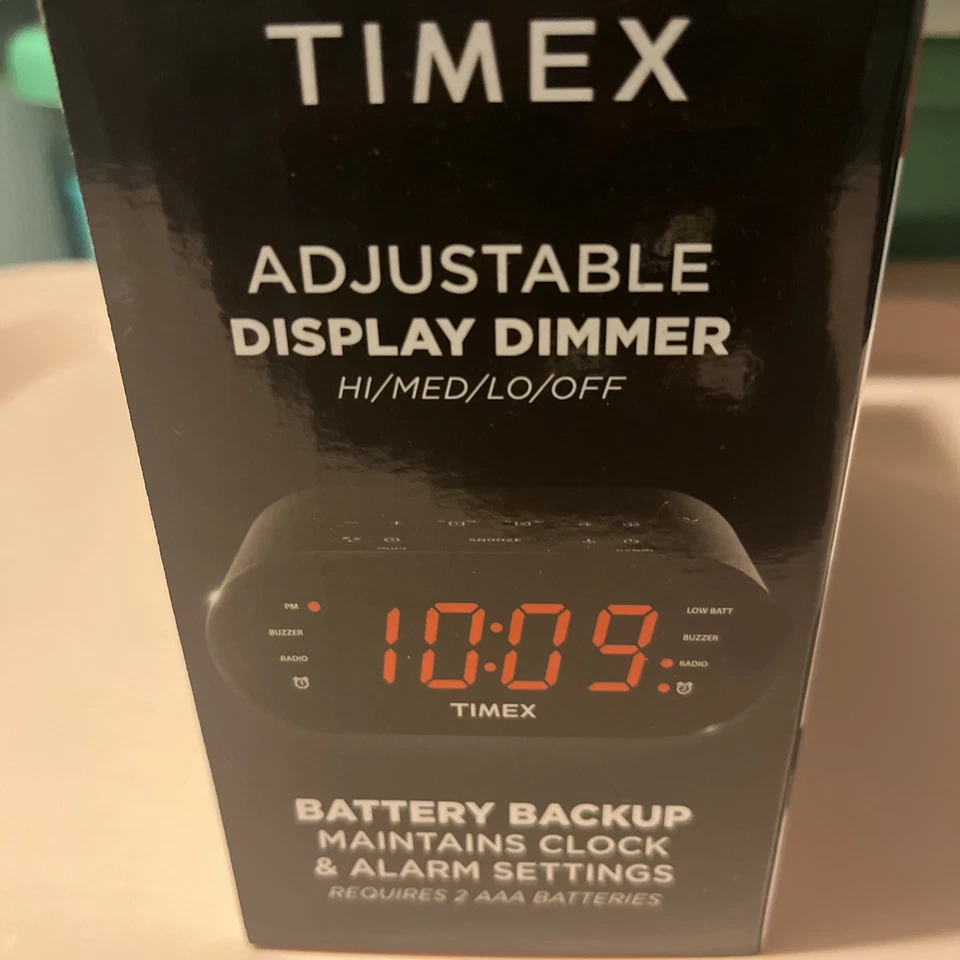 Timex Alarm Clock for Bedroom with FM Radio and USB Charger - Black - Image 3 of 4