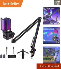 Professional USB Microphone for Streaming  Podcasting with Adjustable Boom Arm