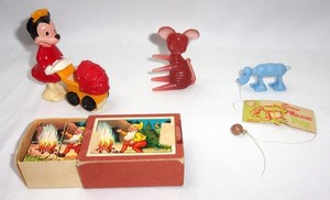 Vintage/Old Toy Lot - Minnie Mouse, Space Dog, Germany Puzzle, Pink Mouse
