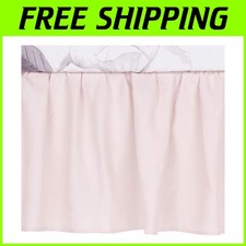 Pink Linen Crib Skirt/Dust Ruffle, 14" Drop