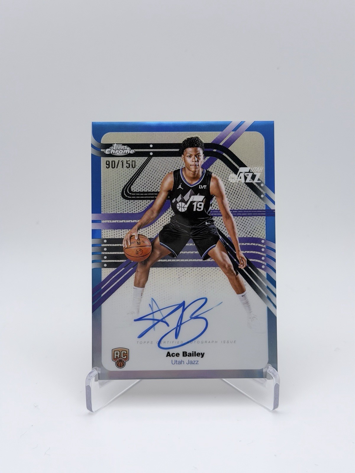 2025-26 Topps Chrome Ace Bailey Next Stop Signature RC Blue Refractor Auto #/150