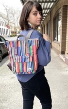 ORI London Bantry Multi Stripe Recycled Backpack Nylon Travel Work CarryOn 12x9