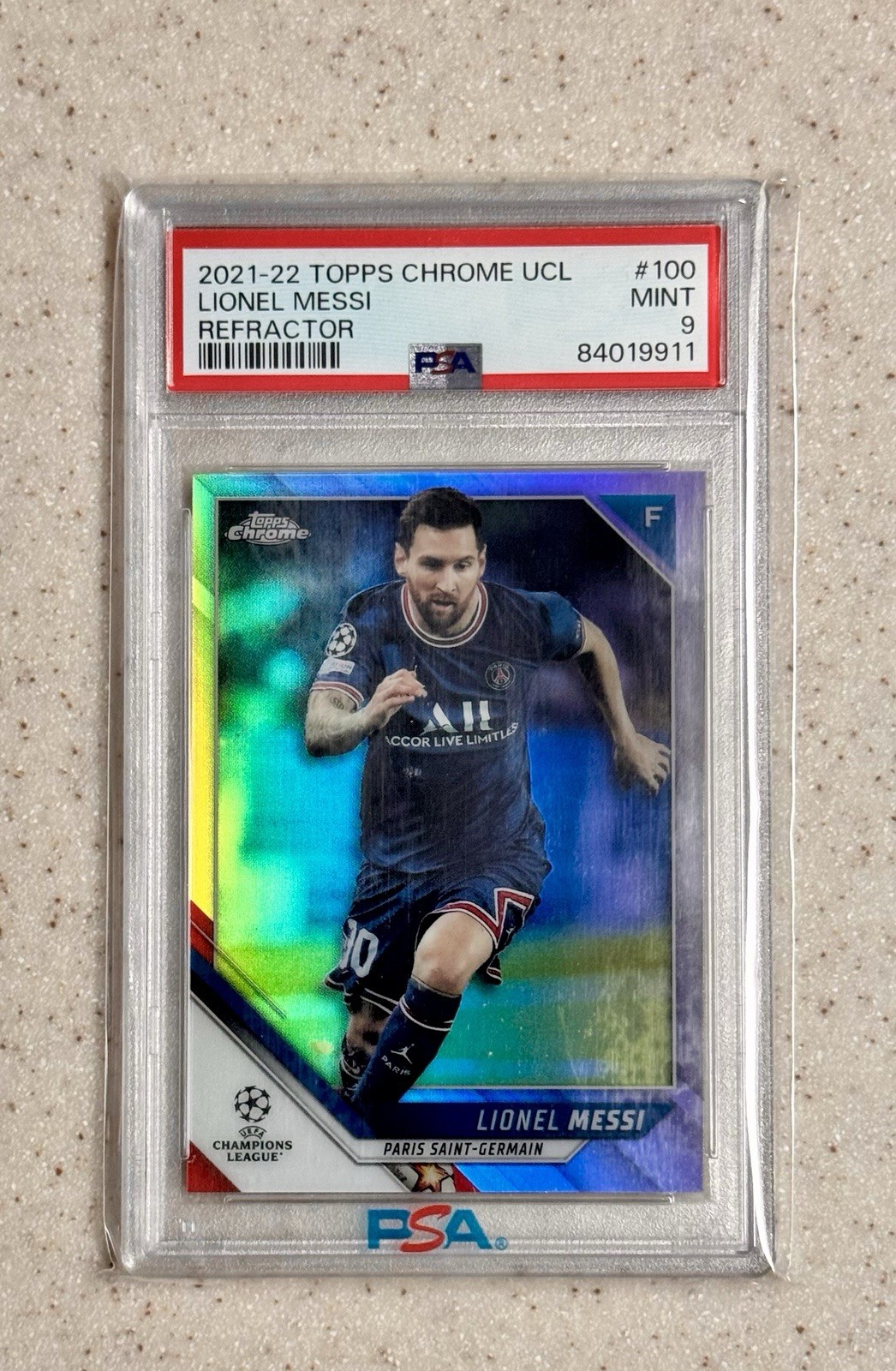 2021 Topps Chrome UCL Refractor #100 Lionel Messi PSA 9 Mint Argentina GOAT