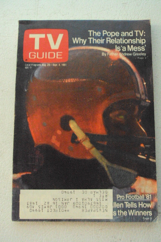 TV Guide, 1981, Football cover, Pope and TV, Coach  George Allen picks winners