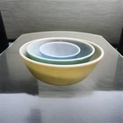 Vtg PYREX NESTING MIXING BOWLS Primary Colors Set Of 3 Yellow Green Blue