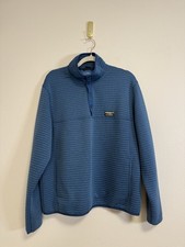 LL Bean Airlight Knit Pullover quarter Snap Button blue men  s Sz L Gorpcore