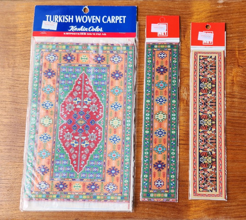 Miniature Turkish Woven Rugs -- One Rug and Two Runners -- NEW in sealed package