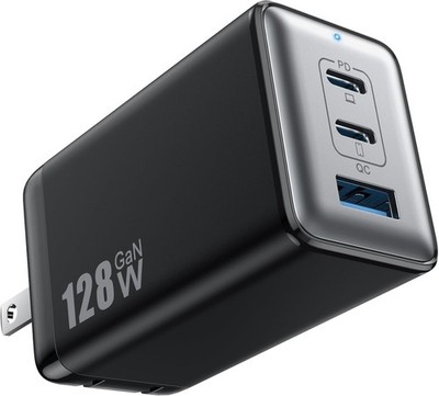 Compact 128W USB C Fast Charging Station - GaN Wall Charger for Multiple Devices