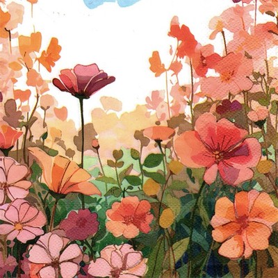 (2) Two Paper Lunch Napkins for Decoupage/Mixed Media - Orange Garden floral