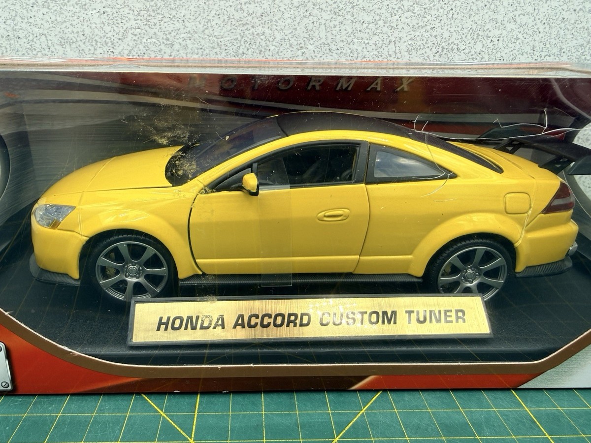MotorMax YELLOW 2003 HONDA ACCORD CUSTOM TUNER 1/18 DIECAST MODEL