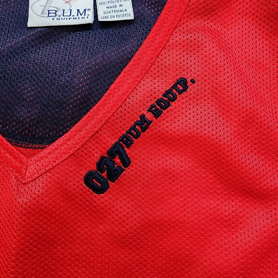 Camiseta sin mangas vintage años 90 Bum Equipment para mujer M rojo azul sin mangas cuello en V malla sin mangas Foto 2 de 4