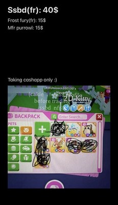 Adopt Me! Ssbd FR, Frost Fury FR, MFR Purrowl Virtual Pets Game Item/Asset