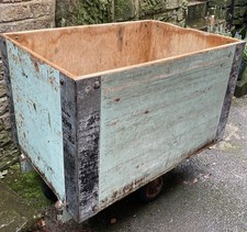 Vintage Cart Trolley Warehouse Mill Industrial Cast Iron Wheels Wood Reclaimed