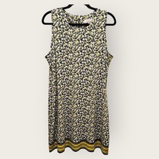 MICHAEL KORS Floral Print Sleeveless Midi Dress Women Large Yellow Black White