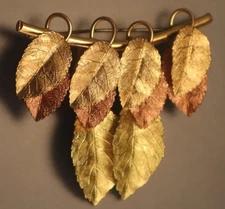 Vintage Autumn Leaves Tri Tone Large Brooch