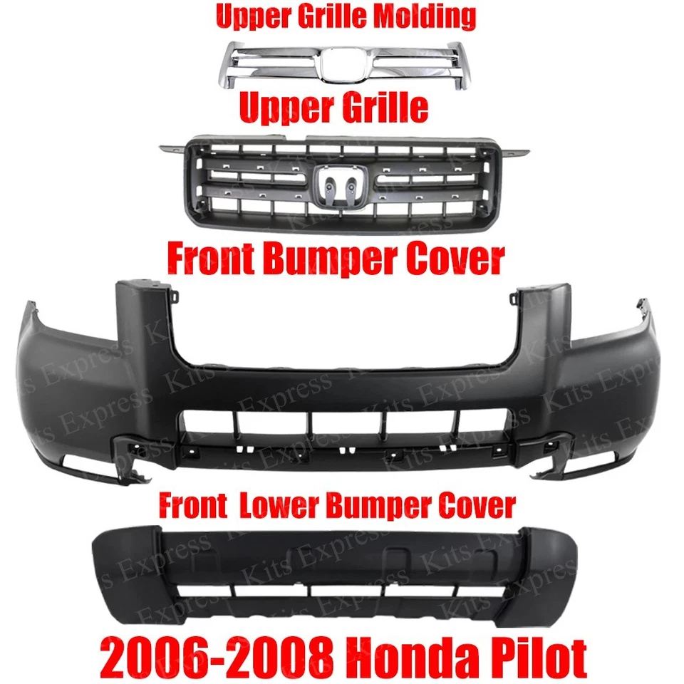 前保险杠上部和下盖和格栅带成型适用于 2006 - 2008 年本田 Pilot — 第 2/4 张图片