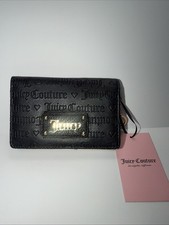 Juicy Couture Wallet Black Flap Card Case Logo Bifold Handbag Cardholder Wallet