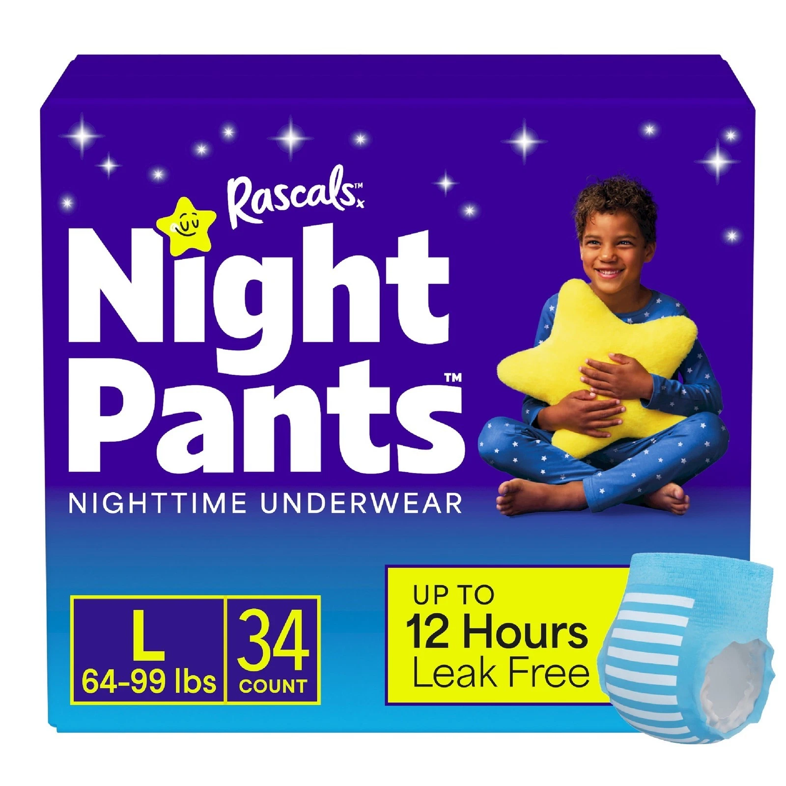 Night Pants Absorbent Disposable Boys Nighttime Bedwetting Underwear L 64-99 lbs