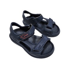 Crocs Kids Navy Blue Swiftwater Wave Sandals Adjustable Hook Loop C8