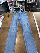 Levi's 724 High Rise Slim Straight Distressed Blue Jeans Womens Size 27x30