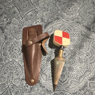 POSSI Surveying Plumb Bob with Leather Case and Checkered Top