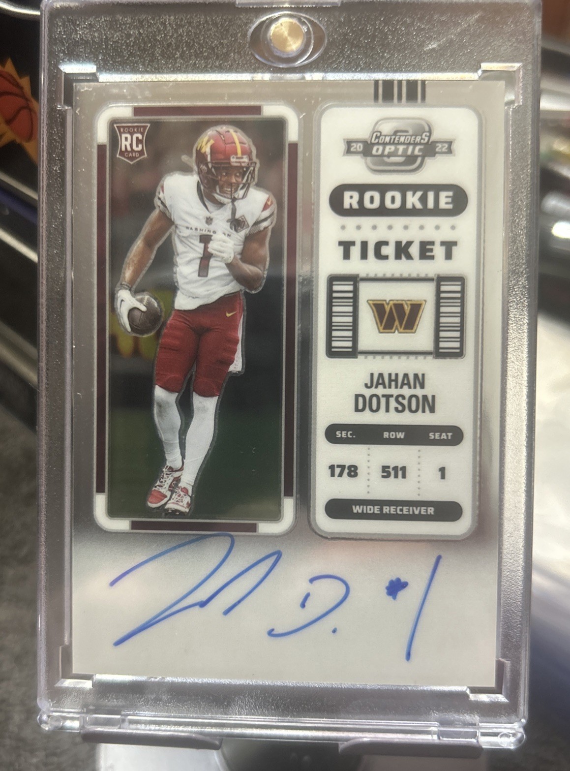 2022 Contenders Optic Jahan Dotson Rookie Ticket Auto Autograph #121 Commanders