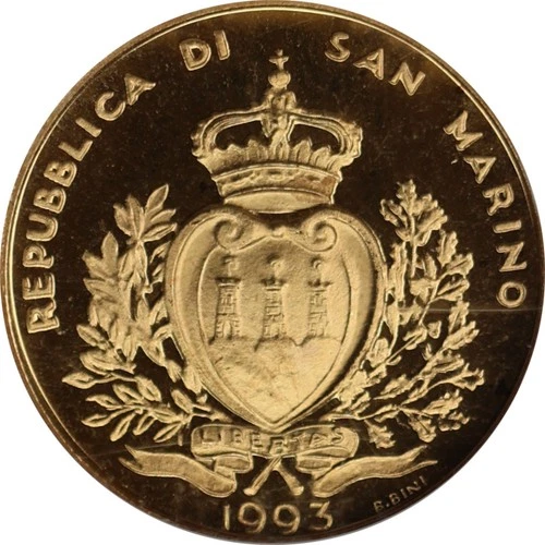 San Marino 1993 Gold 2 scudi NGC PF68 Ultra Cameo Monetary Fund 0.900 fine gold