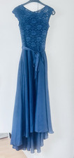 SWING Damen Abiball Abendkleid Blau Satin Spi...