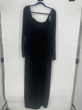 NWT Lulus Long Sleeve Maxi Dress Womens Size XL Leg Slit Black Classic Sexy