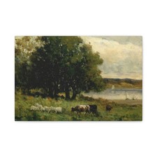 Edward Mitchell Bannister - Untitled (cattle near river) - Canvas Wall Art