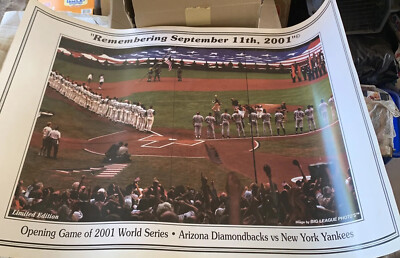 Remember September 11 2001 Opening Game World Series Diamondbacks Yankees Poster