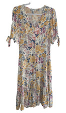 Luxology Floral Dress MIDI Womens Medium boho ruffle cottage peasant hippie