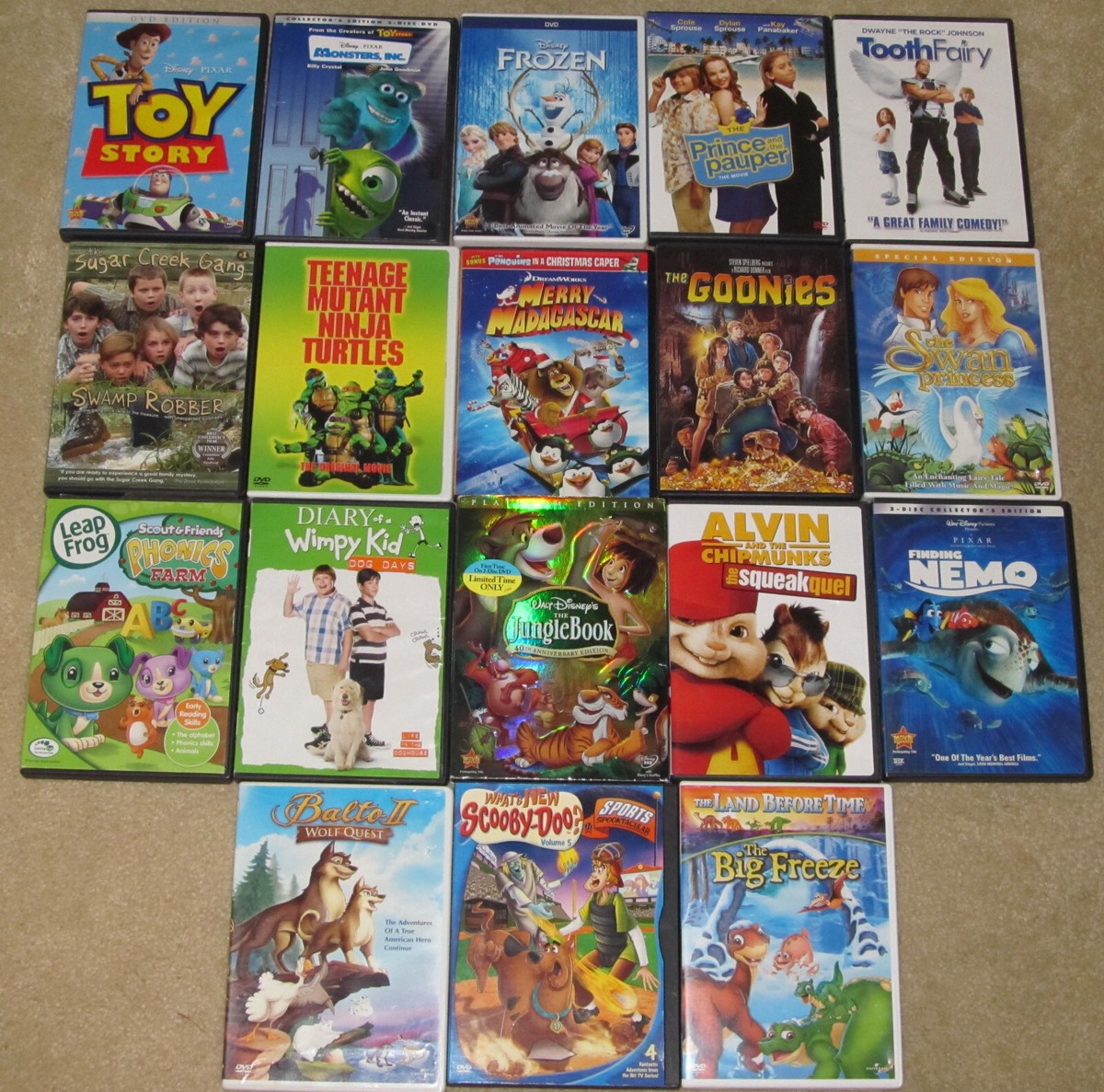 Lot of 18 Children's / Family DVDs - Toy Story, Monsters, Wimpy