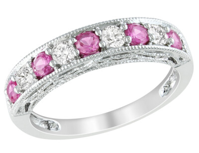 1,25 Karat (ctw) Laborgefertigter rosa Saphir & weißer Saphir Ring in Sterlingsilber