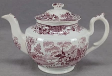 William Adams Beehive Purple Transferware Child's Size Teapot AS IS