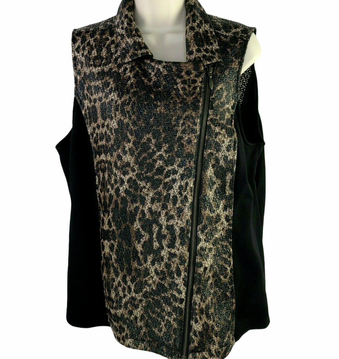CHICO'S ベスト Chicos Sz 1 S/M Brown Orange Sheer Print Open Front Kimono