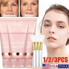 1-3PACK Collagen Overnight Wrapping Peel Off Facial Mask Renewal Night Skin Care