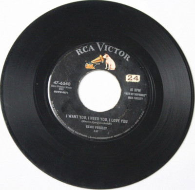 ELVIS MY BABY LEFT ME / I WANT YOU I NEED YOU I LOVE YOU 45 7'' RECORD (47-6540)