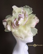 Violet Purple Pale Yellow Cream Rose Kentucky Derby Fascinator Bridal Ascot Hat