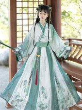 Women Chinese Traditional Hanfu Costumes Ancient Princess Folk Dance Dresse
