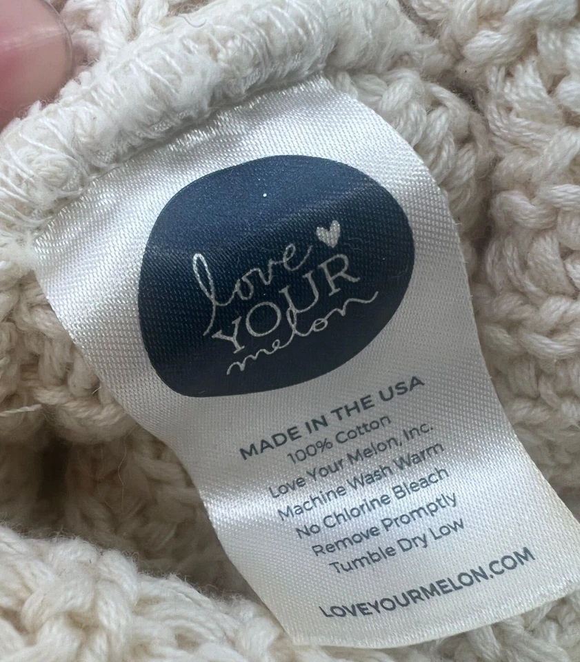 LOVE YOUR MELON Crema Algodón Tejido Invierno Holgado Puño Sombrero Gorro Foto 3 de 3